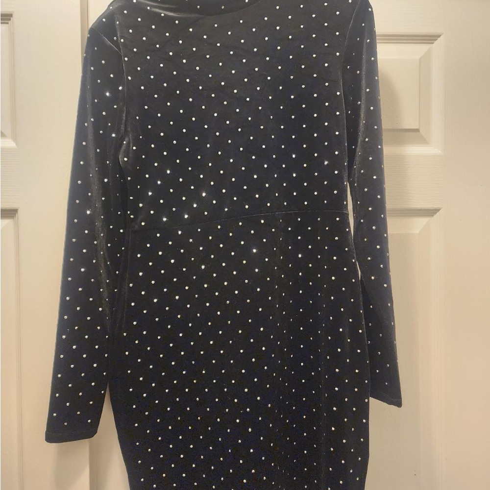 H&M Black Long Sleeve Dress with Silver Studs